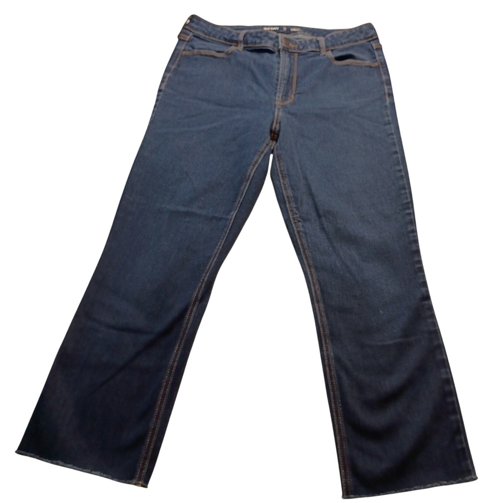 Old Navy Jeans Women's High-Rise Straight Raw Hem 10 Tall Blue Denim Classic